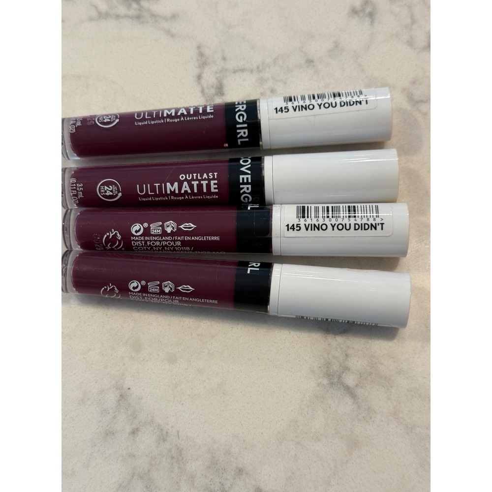 Covergirl Outlast Ultimatte Liquid Lipstick - 145 Vino You Didn't - SET OF 4 NEW